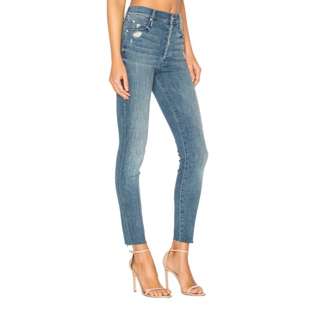 Mother The Stunner Ankle Fray Jeans Graffiti Girl Blue Women 24